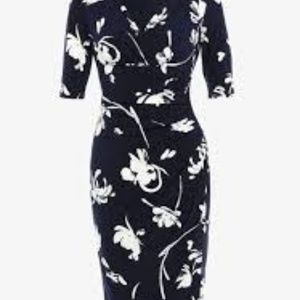 Ralph Lauren Jersey Navy Dress w/White Flowers NWT